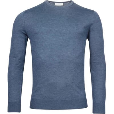 Thomas Maine Trui Merinowol Ronde Hals Single Knit Storm Sky / male