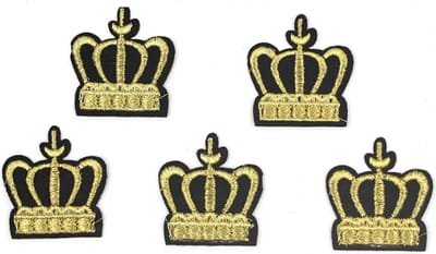 Kroon Strijk Embleem - Koningsdag - Strijk Patch - 5 Stuks - Patchwork - Koning - Strijkembleem - Kroontje - Stof- en strijk applicatie - Voor op kleding - Set van 5 - Leuk Cadeau