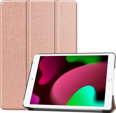Hoesje - Geschikt voor Apple iPad 9 (2021) - 10.2 inch - 9e Generatie - Dun & Stevig - Trifold Bookcase - Hard Cover - Hardcover Book Case - Tablet Hoes - Rosé goud