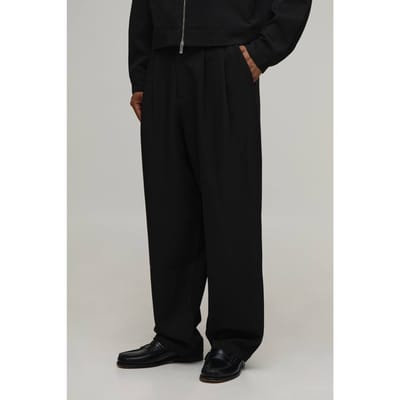 Pantalon Tailleur Coupe Ballon À Double Pli Coordonné | Black | Size 30