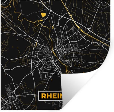 Muurstickers - Sticker Folie - Stadskaart – Plattegrond – Duitsland – Goud – Rheine – Kaart - 100x100 cm - Plakfolie - Muurstickers Kinderkamer - Zelfklevend Behang XXL - Zelfklevend behangpapier - Stickerfolie