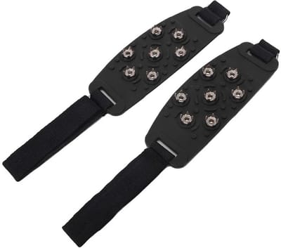 WiseGoods Premium Antislip Stijgijzers 7-Punts - Outdoor Schoenen Metaal Grip - Sneeuw & IJs Noppen - Hiken / Wintersport - Zwart