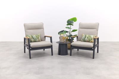 Solaro/Velora verstelbare loungestoelen set (3-delig) - Royal grey / Zand