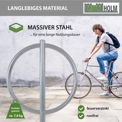 TRUTZHOLM - Fietsenaanleunbeugel Type O - 2 Stuks - 115x76 cm - Ø 60 mm Staal Thermisch Verzinkt - Fietsenrek Om In Te Betonneren