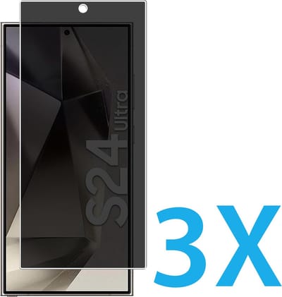 Screenprotector Geschikt Voor: Samsung Galaxy S24 Ultra - Privacy Full Screenprotector 3x - screen protector - volledige glas - bescherming - beschermglas - Anti Spy - ZT Accessoires