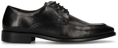 Manfield - Heren - Zwarte leren veterschoenen - Maat 40