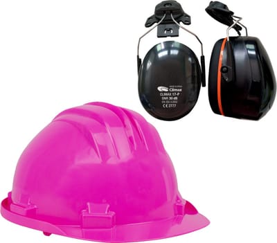 Bouwhelm RS5 met Oorkappen - Roze - Veiligheidshelm voor volwassenen - Oorkappen helm - Gehoorbescherming