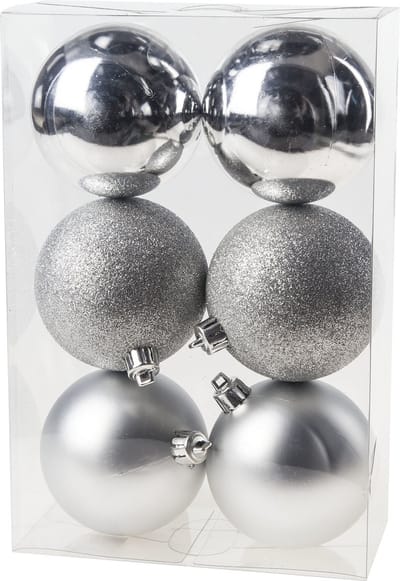Cosy & Trendy Kerstballen - 6x st - zilver - 8 cm - kunststof - kerstversiering - kerstboomversiering
