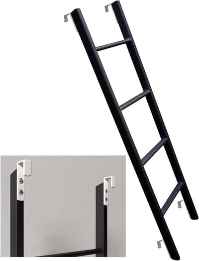 Stapelbed Ladder - Hoogslaper Ladder - Veilig Klimmen - Verstelbare Haakbevestiging - Tot 150 cm Hoog - Zwart