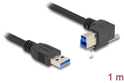 Delock USB 5 Gbps Cable USB Type-A male straight to USB Type-B male with screw 90° right angled 1 m black