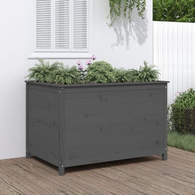 vidaXL - Plantenbak - verhoogd - 119,5x82,5x78 - cm - massief - grenenhout - grijs
