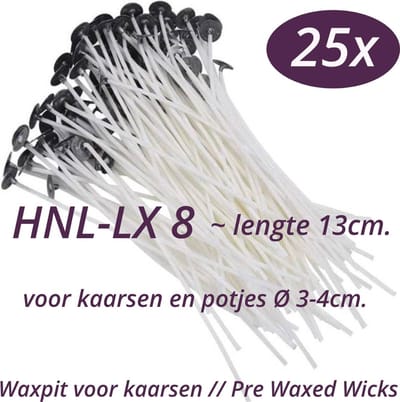Het Nieuwe Licht® - Waxpit HNL-LX 8 - Zelf kaarsen maken – kaarsen lont - kaarslont 25st
