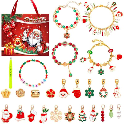Dailygoods- Adventskalender Sieraden 2024 - 24 Vullingen - Doe-het-zelf Armbanden - Knutselen - Cadeaus voor Kinderen - Verstelbare Armbanden - Sieradenkalender