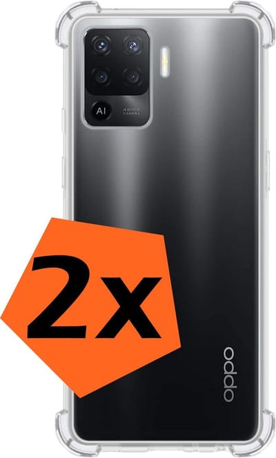 Hoes - 2 Stuks - Geschikt voor OPPO A94 - Sterk & Shockproof - Siliconen Case - Back Cover - Telefoon Hoesje Shock Proof - Transparant