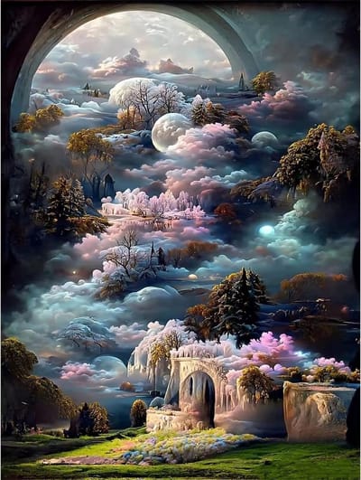 Huntex Diamond Painting Volwassenen - Diamond Painting Kinderen - Diamond Painting Pakket Volledig - WolkenFantasy - 30x40 cm