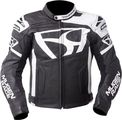 MUGENRACE Aggressore Zwart Wit Leren Jas - Jas