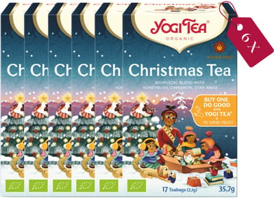 Yogi Tea Christmas Tea - Biologische Kruidenthee met Kaneel, Sinaasappel en Vanille voor een Warme Kerstsfeer - Tray van 6 Stuks