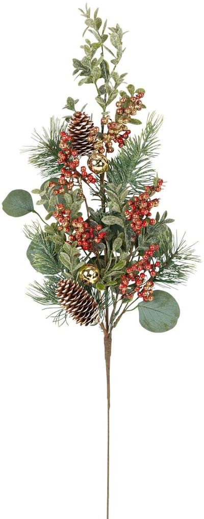 ARTYFETES - Traditionele eucalyptus tak met belletjes en dennenappels 70 cm decoratief