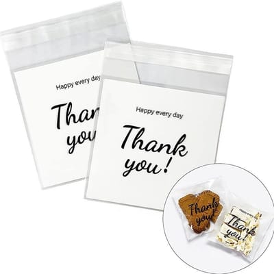 Dailygoody - Dank u mini-zakjes - Doorzichtige traktatiezakjes - Perfect voor geschenken - 10x10cm - Herbruikbaar - Voor koekjes en snoep - Transparan