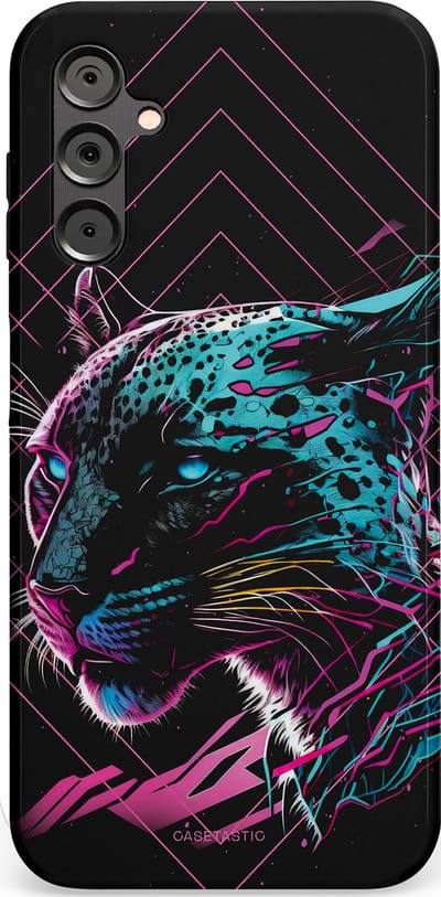 Casetastic hoesje geschikt voor Samsung Galaxy A14 (2023) 5G / Samsung Galaxy A14 (2023) 4G - Dubbellaagse bescherming - Neon Jager - Fashion Case - Zwart Petrol