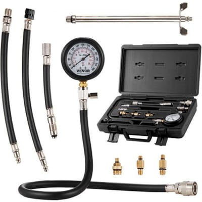 VEVOR Compressiemeter Compressietester Compressietester Testapparaat Compressiemeter met drukmeter Benzinemotor 0-300 PSI en 0-2000 kPa Compressiemeter Inclusief 3x adapters