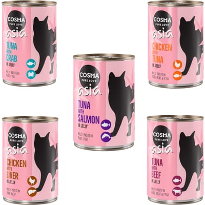 6x400g Mixpakket Thai/Asia in Gelei Cosma Kattenvoer