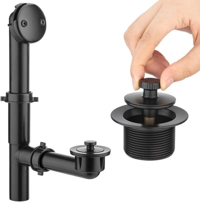 Badkuip Afvoer Kit - Bad Afvoerbuis - Lekkage Vrij - Universele Pasvorm - 14 Inch Lengte - Mat Zwart