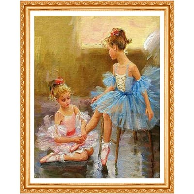Peinture de diamant de ballerine, broderie 5D, point de croix, motif de diamant rond complet, Portrait 20X30CM gray