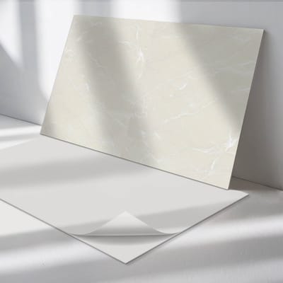 Wallfluent Vinyl Wandpaneel - Marmerpatroon met aderen Zelfklevend Wandpaneel - 120 cm x 60 cm - Romig PVC wandpaneel - Set van 1 - Rechthoekig Wandbekleding Vinyl - Texturen Wandpaneel - PVC Muurpaneel - Wandpaneel Keuken en Badkamer