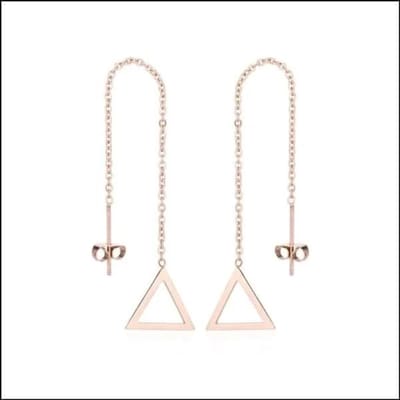 Aramat Jewels | Oorbellen | Stijlvolle Rvs Doortrek Oorbellen -oorbellen met ketting | Rosékleurig | | | | Volwassenen | Verkleurd niet