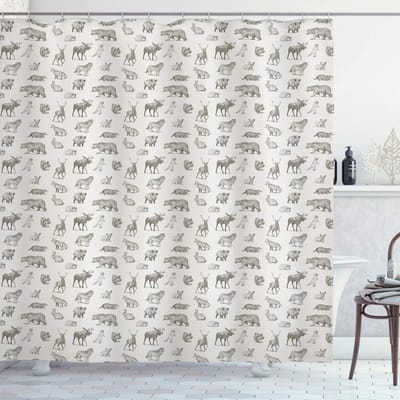 ABAKUHAUS dieren douchegordijn – stof 175x200 cm, lichtgrijs