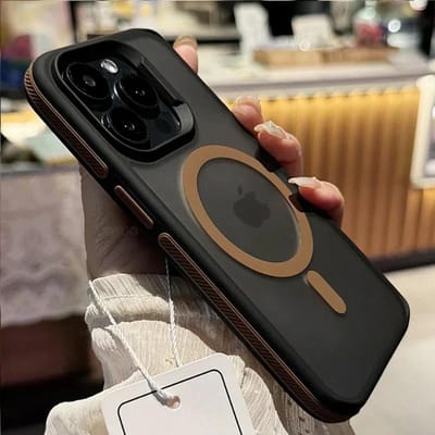 Luxe Tweekleurige Mat Magnetische Transparante Hoes Voor iPhone 16 15 14 13 12 11 Pro Max 16 Plus Magsafe Draadloos Opladen Bumper Cover For iPhone 15 Plus black