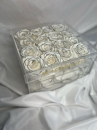 AG Luxurygifts Longlife Rozen Box – Wit – Luxe Cadeau voor Valentijn, Moederdag & Speciale Gelegenheden