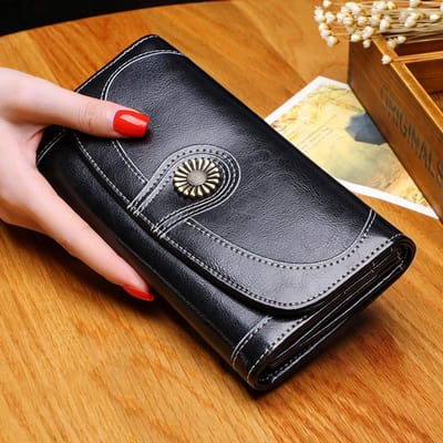 Portefeuille en cuir de vache pour femme, pochette multifonction longue, grande capacité, multi-cartes, simple, léger, de luxe, porte-monnaie gray