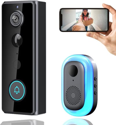 Deurbel - Slimme Videodeurbel - Draadloze Deurbel met Camera & Bewegingssensor - Zwart - 2K & 4000mAh - IP65 Waterdicht & 32GB Geheugen - Bewegingsdetectie met antidiefstalalarm | Infrarood nachtzicht