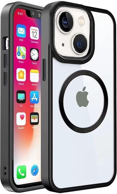 Cityhoesje - iPhone 14 Plus-15 Plus - Back Cover - Magsafe - Transparant Zwart
