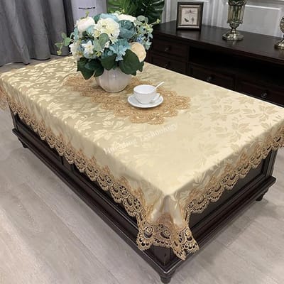 Rechthoekig tafelkleed Luxe borduurwerk Kant tafelkleed Bloem Elegant uitgehold tafelkleed Handdoeken Eettafeldecoratie 130X175cm