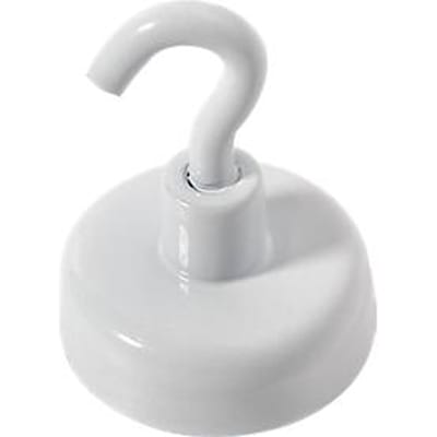 Krachtmagneet met haak, Ø 25 mm, hechtkracht ca. 4 kg, wit, 5 stuks