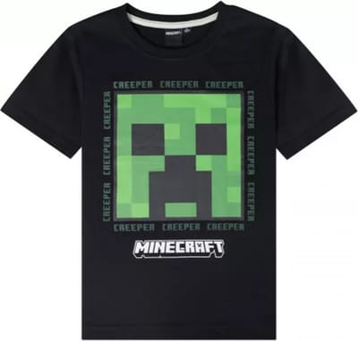 Minecraft T-shirt - Zwart. Maat 116 cm / 6 jaar.