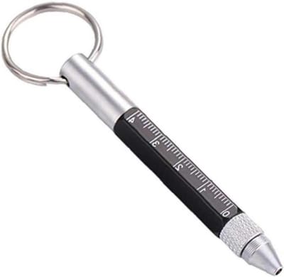 Multifunctionele Pen - Sleutelhouder Pen - Dagelijks Gebruik - 6-in-1 Gereedschap - 9 cm - Zwart