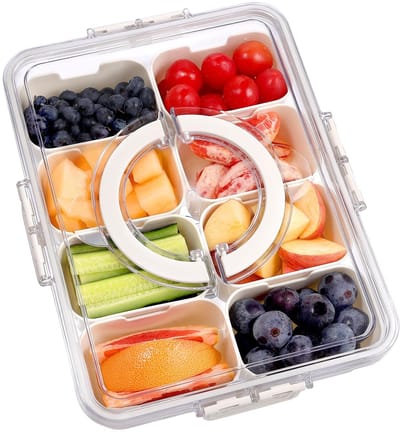 Cosensi - Dailygoody - Snackschaal - Snackbox met 8 vakken - Ideaal voor feestjes - Kunststof organizer voor noten en fruit - Handige dipschaal - Perfect voor