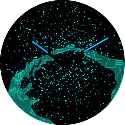 NeXtime Milky Way - Klok - Rond - Glas - Ø30 cm - Blauw