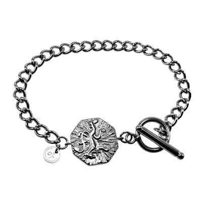 Armband Dames - Cubaanse-Desing - RVS 14K Wit Goud Plated - Armband met T-sluiting