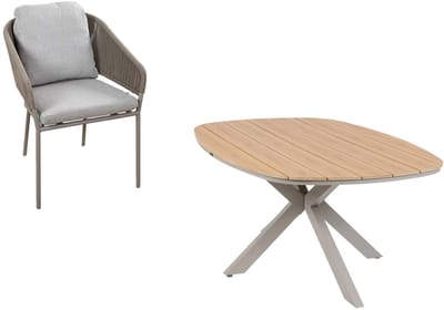 Tuinset Brindsi/Cadiz | 4 personen | Deens ovaal 180 cm | Rope & Tecon Teak