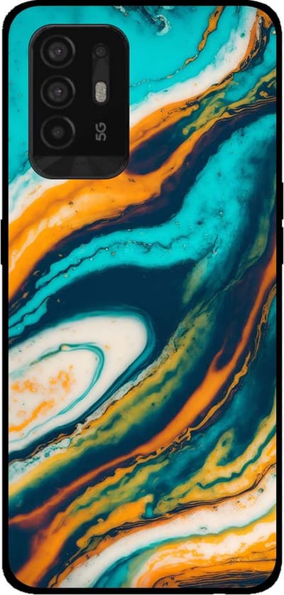 Smartphonica Telefoonhoesje voor OPPO A94 5G marmer look - backcover marmer hoesje - Groen geschikt voor Oppo A94 5G