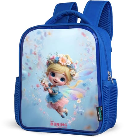 NoBoringSuitcases.com® - Rugzak blauw - Schooltas jongens - Vlinderfee in Bloemenlucht - Kinder rugtas jongen - Boekentas kind - Kinderrugzak voor school - Schoolrugzak