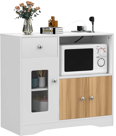 Dailygoods Magnetronkast, Keukenkast, Dressoir, met kabelmanagement, voor keuken, eetkamer, woonkamer, 83×40×80 cm