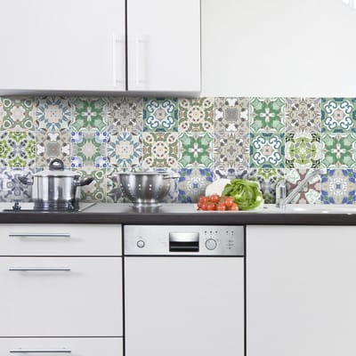 Zelfklevende tegelmuurstickers voor keuken en badkamer - 30 Azulejos Cataldo tegelstickers - 30 stickers 20x20cm