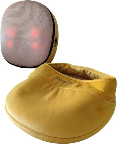 Pressplus Sensepro Massagekussen - Yellow - inclusief infrarood inclusief speciale hoes voor uw voeten - Shiatsumassage - Infrarood - 2 draairichtingen - 4 infraroodpunten - helpt tegen kramp - zorgt voor ontspanning - draadloos op accu te gebruiken