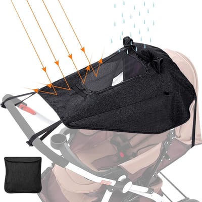 Kinderwagen zonnescherm - Buggy parasol - Baby beschermen - Universele pasvorm - 69 x 59 cm - Zwart